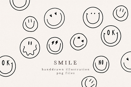 SMILE FACE SKETCH / png + vector