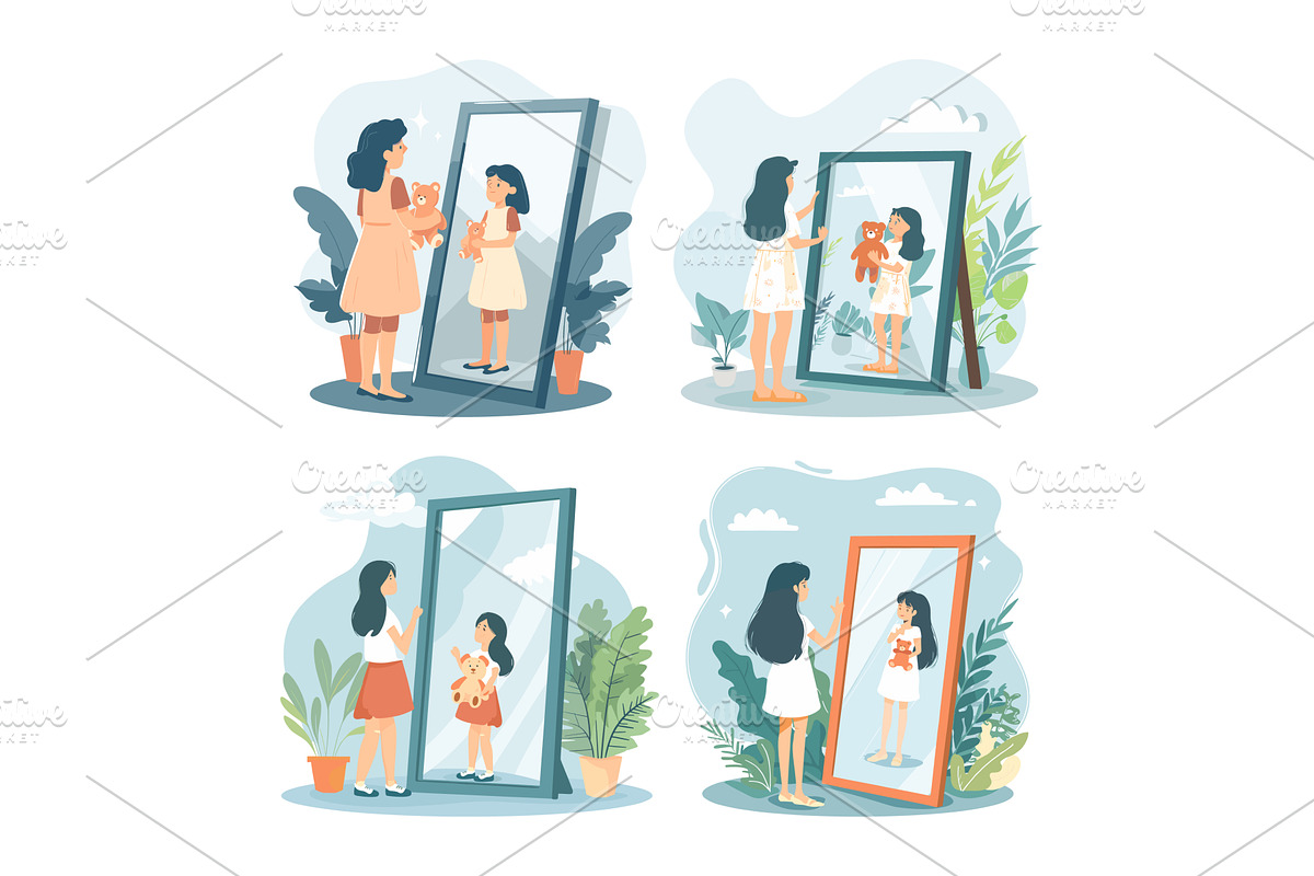 Inner child cartoon vector scene, a Person Illustration by Valerie Bodnar