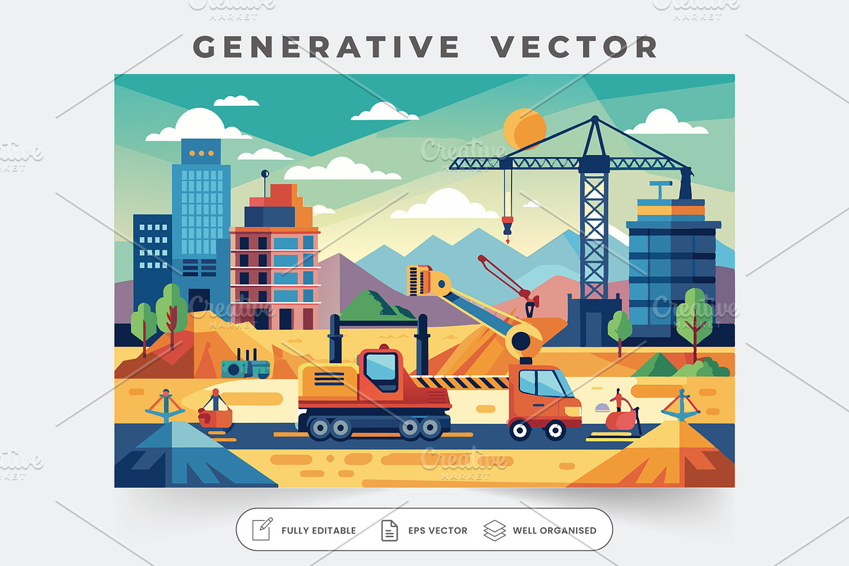 A busy construction site features he, a Graphic by Iftikhar Alam