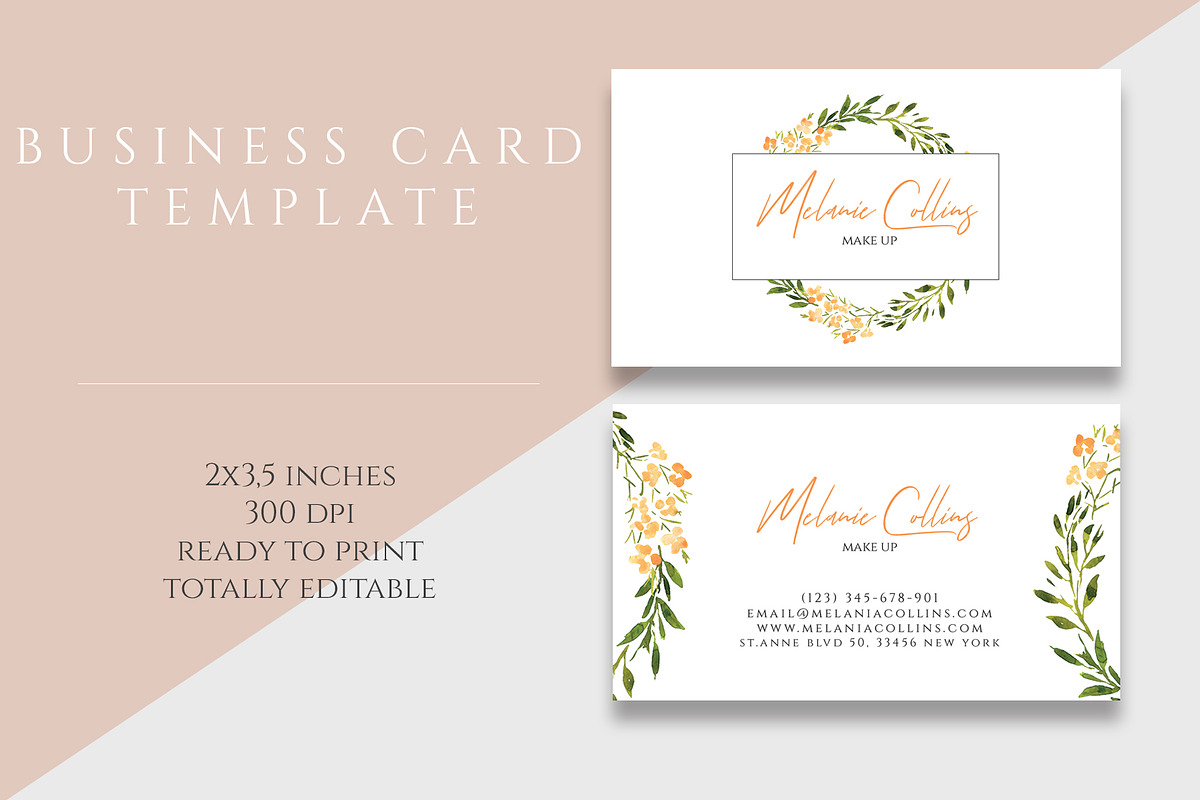 Floral Business Card Template, a Business Card Template by Bumblebee (Photo 2 of 2)