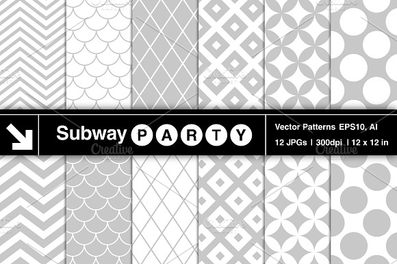 Vector Retro Geometric Gray Patterns preview 2