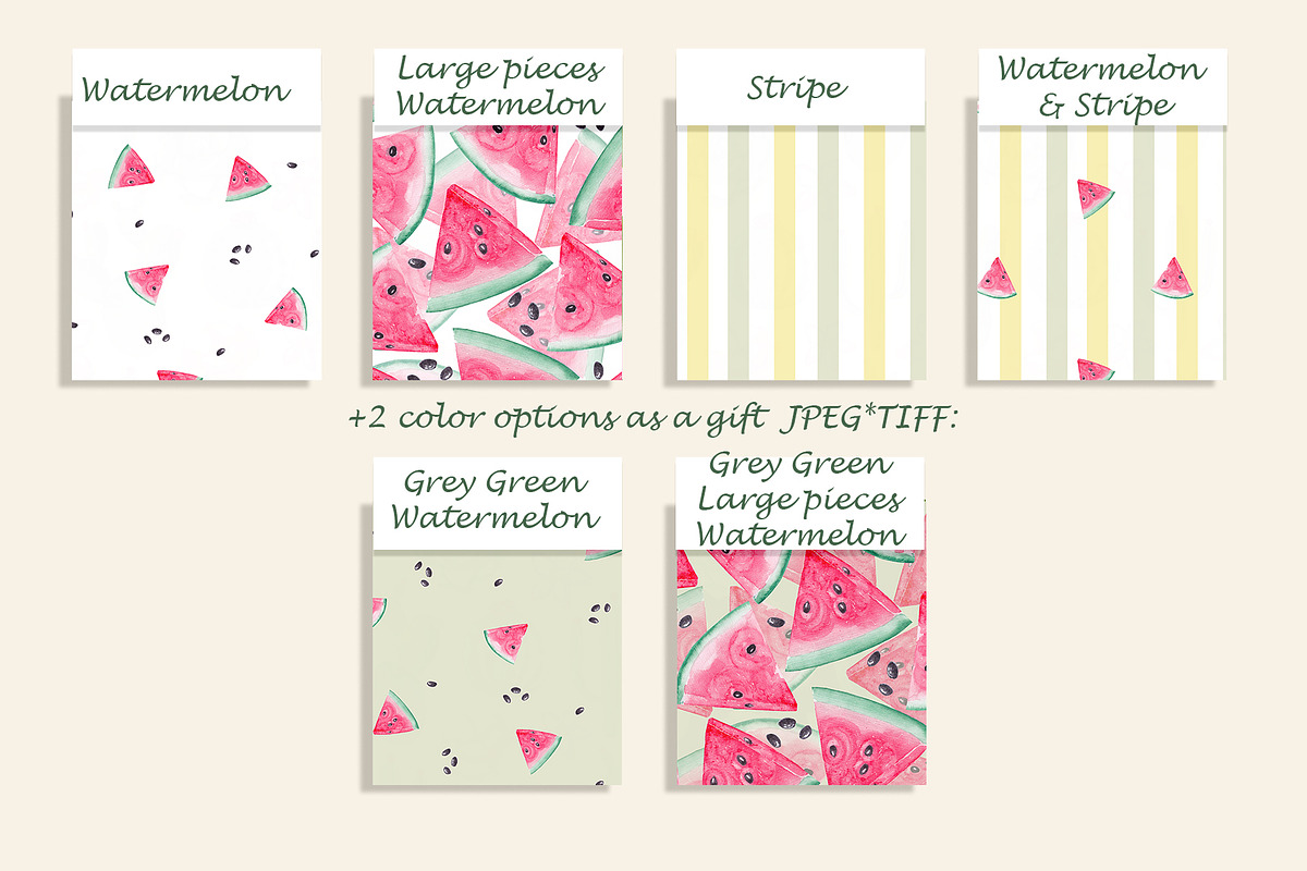 Watercolor Watermelon Patterns Set, a Pattern Graphic by Oksana Dovhopol Art (Photo 8 of 11)