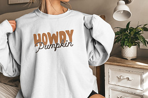 Howdy Pumpkin Western PNG, Retro