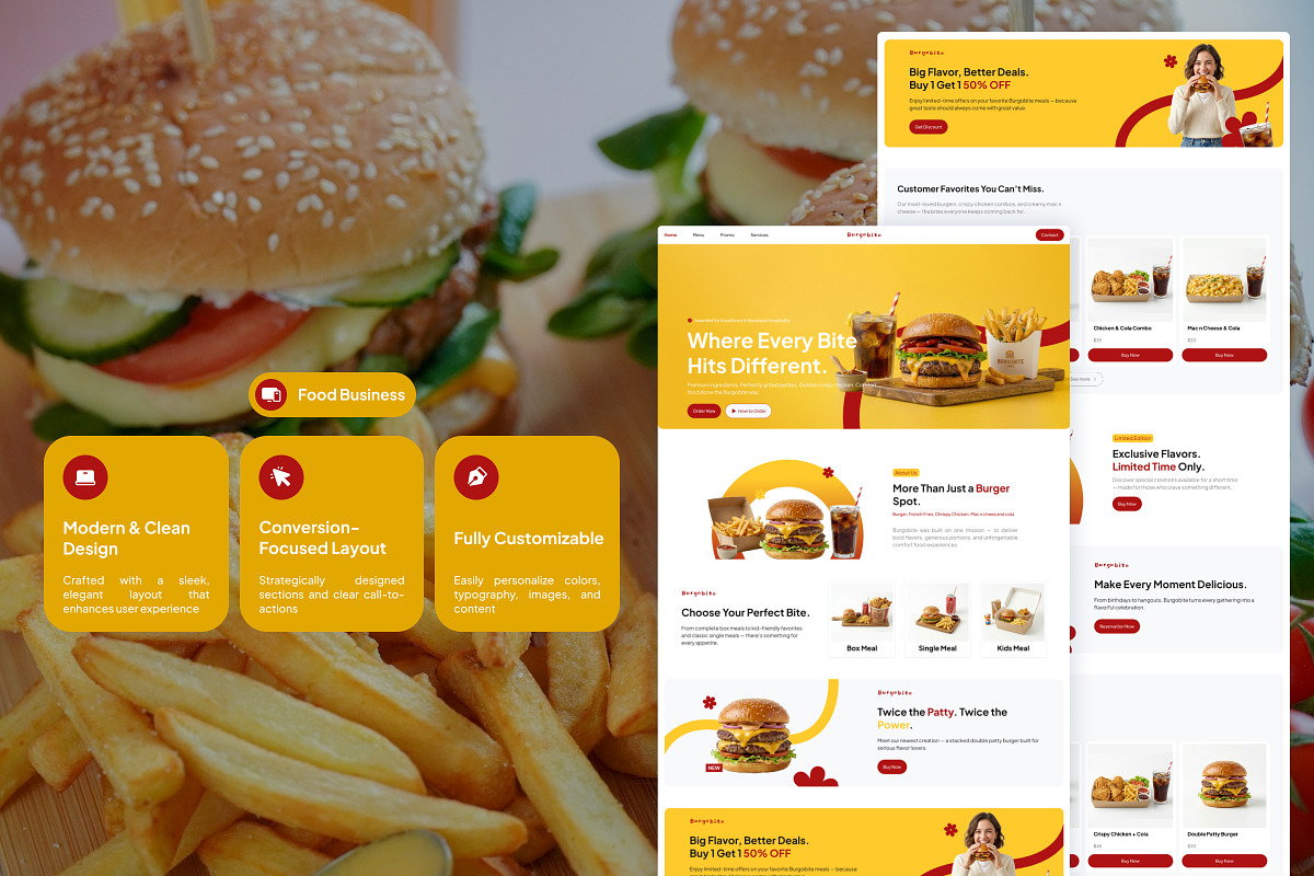 Food Business Website Landing Page, a Landing Page Template by Font Kingdom (Photo 3 of 5)