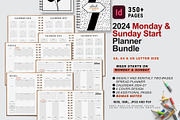 2024 Monday & Sunday Starts planner, a Stationery Template by MNT-Creator (Thumbnail 1 of 10)