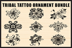 Black Tribal Tattoo Ornament Set, an Object Graphic by Designer_Momina