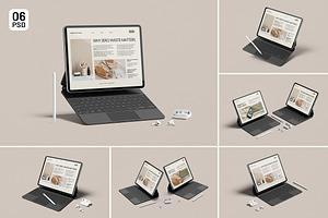 Realistic iPad With Keyboard Mockup