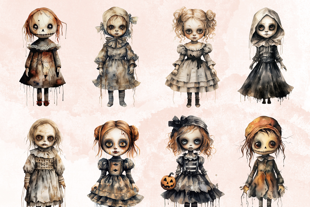 Halloween Spooky Dolls Clipart, an Illustration by GiraffeCreative (Photo 6 of 9)
