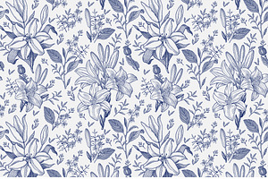 6 Seamless Flowers Lily Lilia Lilly