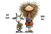 Whimsical Floral Girl and Baby Goat, an Animal Illustration by GiraffeCreative (Thumbnail 13 of 20)