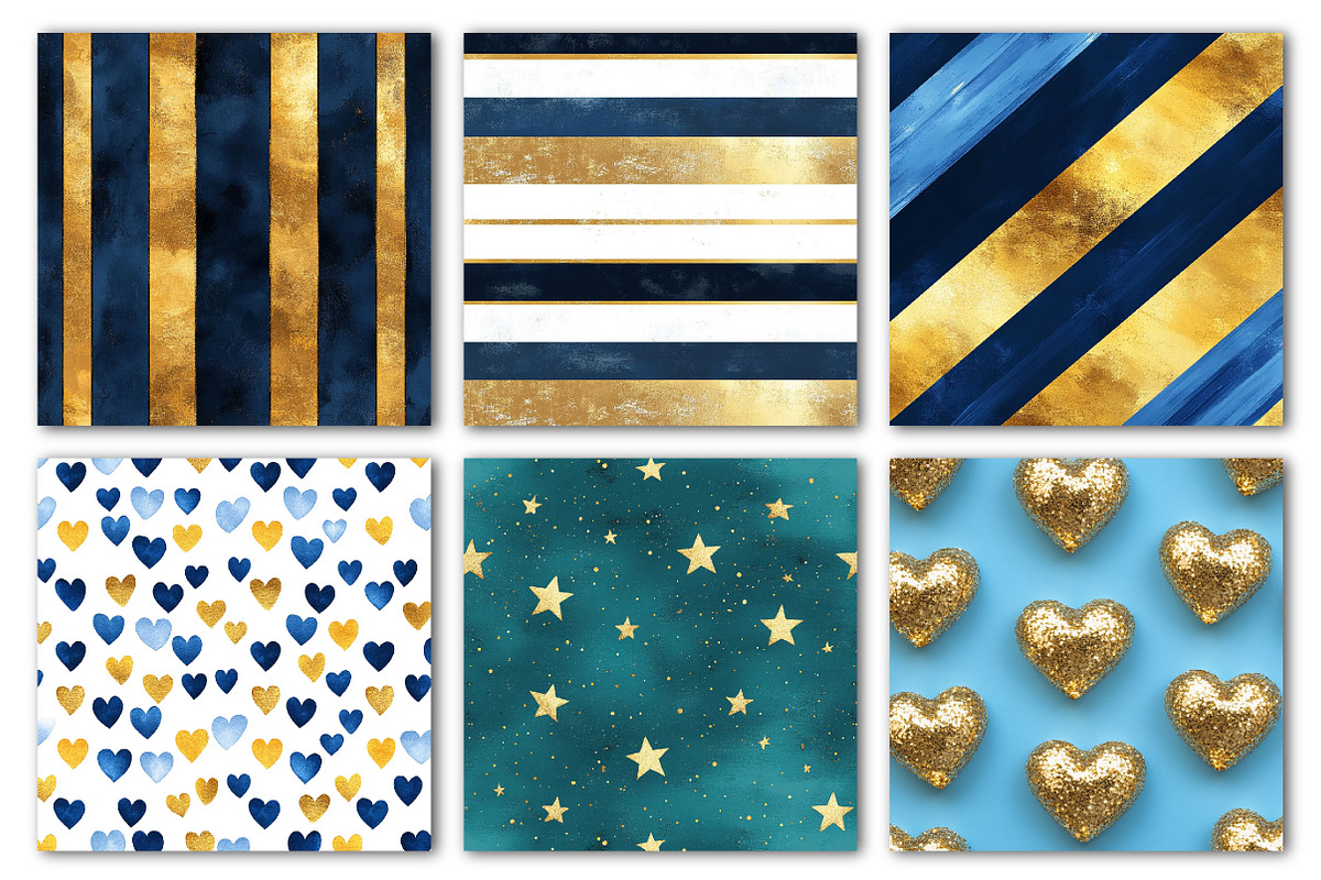Blue and Gold Digital Paper, an Illustration by Dream Creation (Photo 2 of 4)