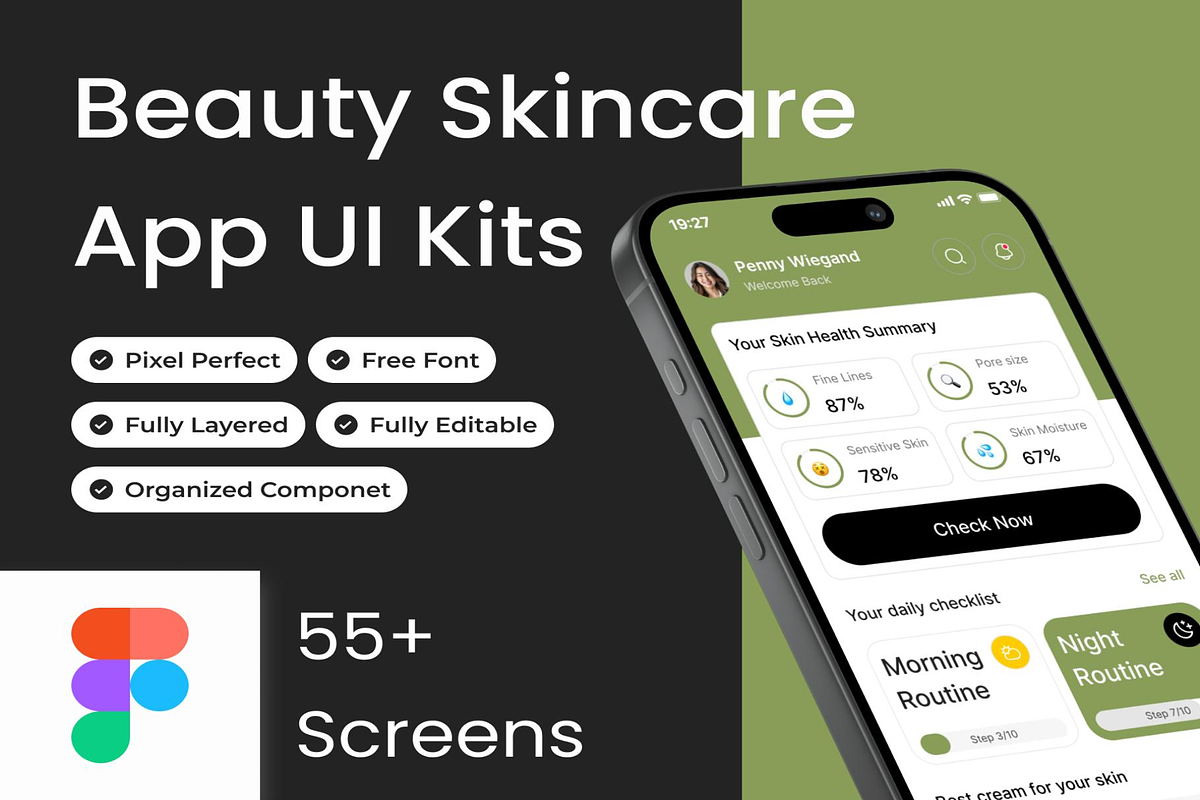 Beautiq Beauty Skincare App Ui Kits, an UI Kit Template by Creative Perspective (Photo 1 of 5)