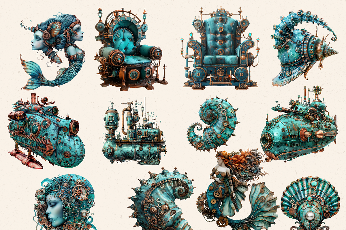 UNDERWATER STEAMPUNK CLIPART, a Person Illustration by Daring Digies (Photo 2 of 8)