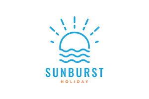 wave with sun sunburst logo, a Branding & Logo Template by devastd