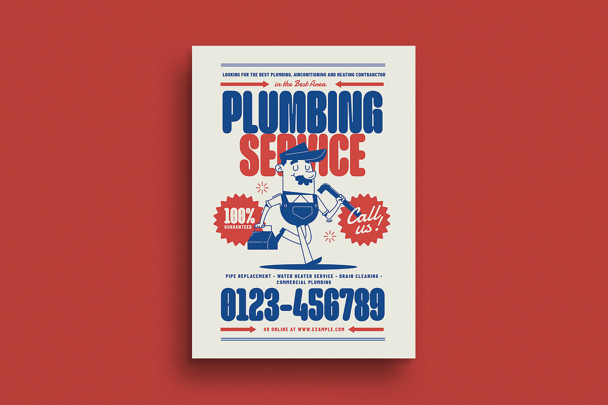 Retro Plumbing Service Flyer, a Flyer Template by Guuver (Photo 1 of 3)
