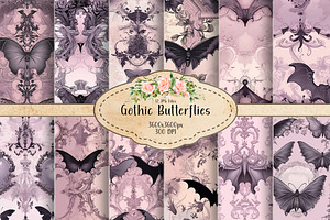 Gothic Butterflies Seamless Patterns