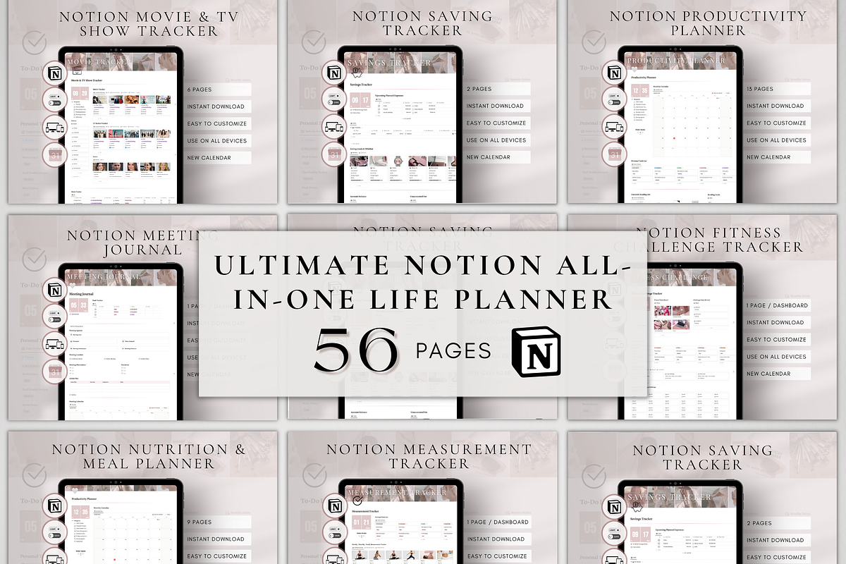 Notion Life Planner Template Bundle, a Templates & Theme by BRANDcontent (Photo 1 of 7)