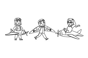 dream pilot kid boy vector, a Person Illustration by pikepicture