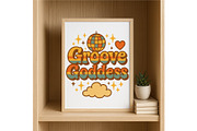 Groove Goddess Retro Wall Art 70s, a Background Graphic by LaseredNinja (Thumbnail 4 of 7)