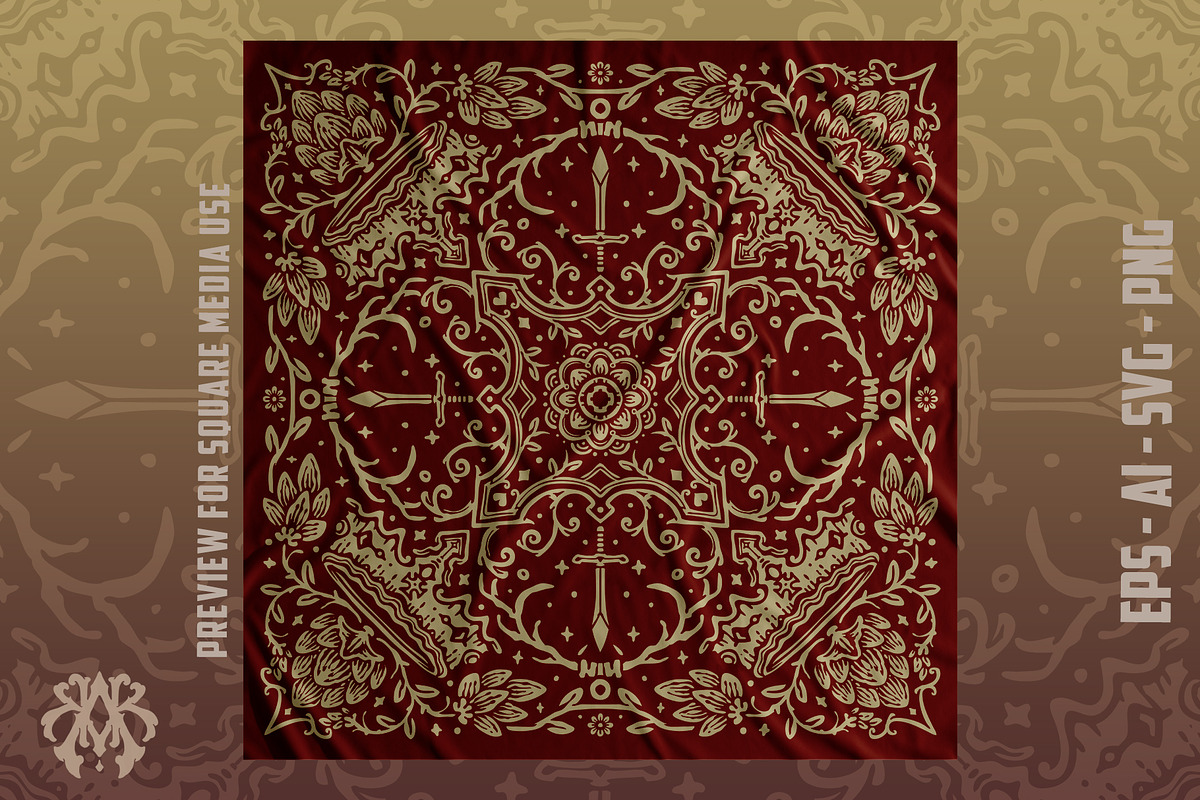 1960's Vintage Soft & Broken-in Bandana Colorfast Geometric