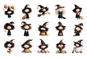 Halloween Witch PNG Clipart Bundle, a Seasonal Illustration by Nicolle's Colorful Art (Thumbnail 2 of 5)