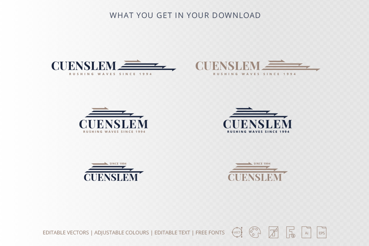 Cuenslem Marine Yacht Ship Boat Logo, a Branding & Logo Template by Tovarkovdesign (Photo 4 of 4)