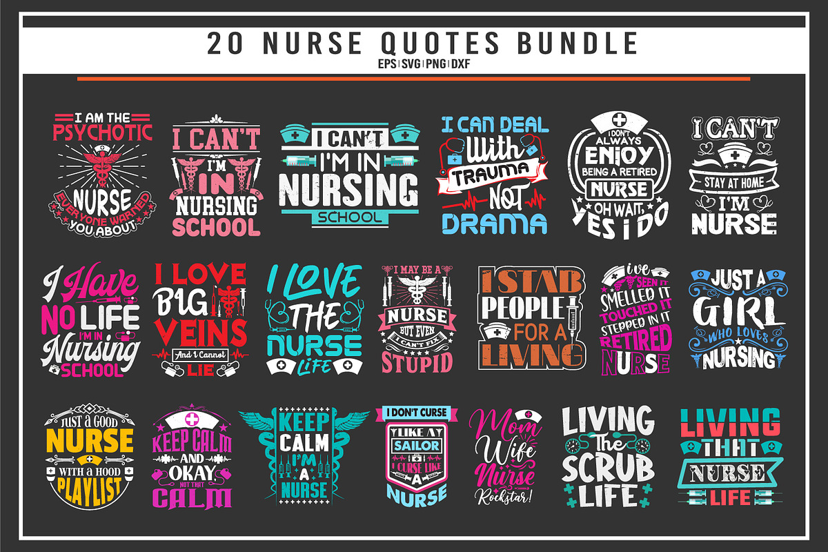 Nursing typographic quotes bundle, a Graphic by Uniquesvg99 (Photo 1 of 7)