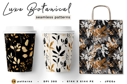 Black & Gold Botanical Set - part 1, a Pattern Graphic by Ninterints