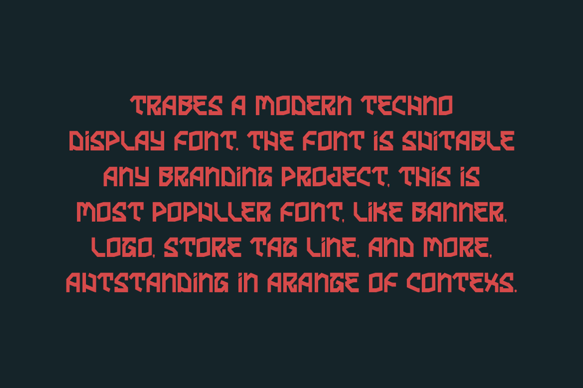 Trabes - Techno Font, a Sans Serif Font by QR Design Studio (Photo 2 of 9)