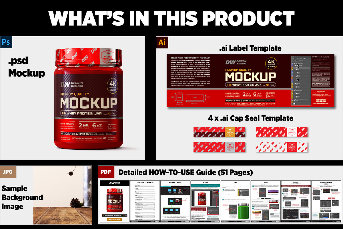 1lb Whey Protein Jar Mockup A2-Pro, a Packaging Mockup by Design Warlord (Photo 14 of 16)