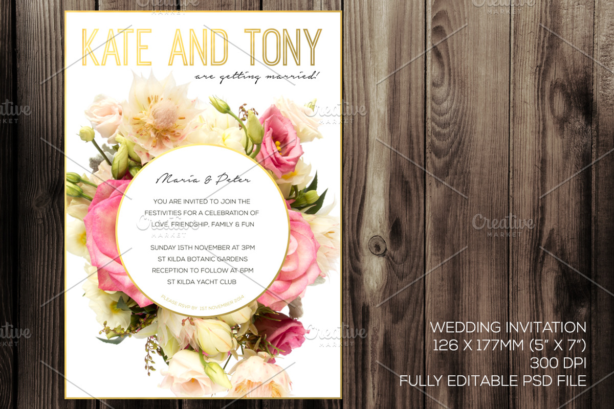 Blush Wedding Invitation Pack PSD, an Invitation Template by Zepol (Photo 2 of 4)