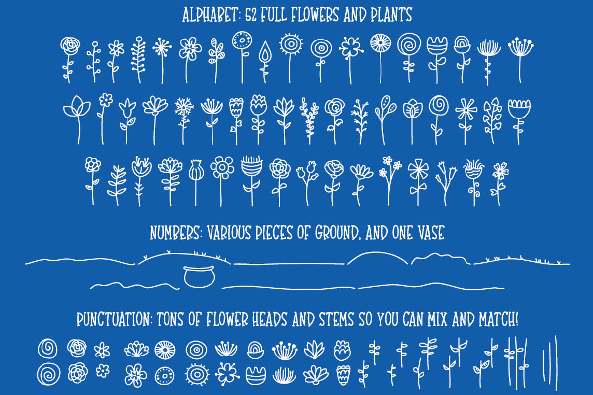 Bloomdings: abstract floral dingbats, a Symbol Font by Missy Meyer (Photo 2 of 4)