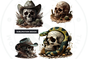 Western Skulls Clipart Set