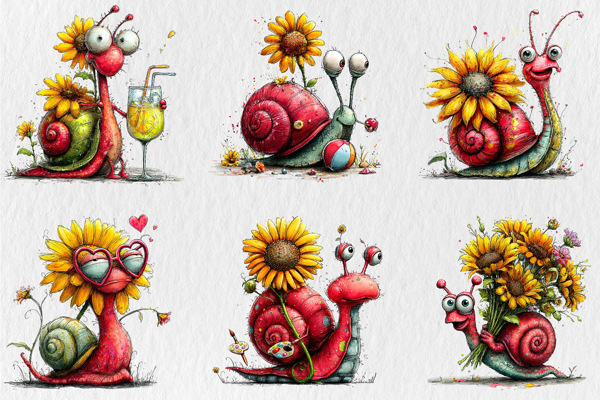 Funny Summer Snail Clipart, a Seasonal Illustration by Rose Art (Photo 4 of 6)