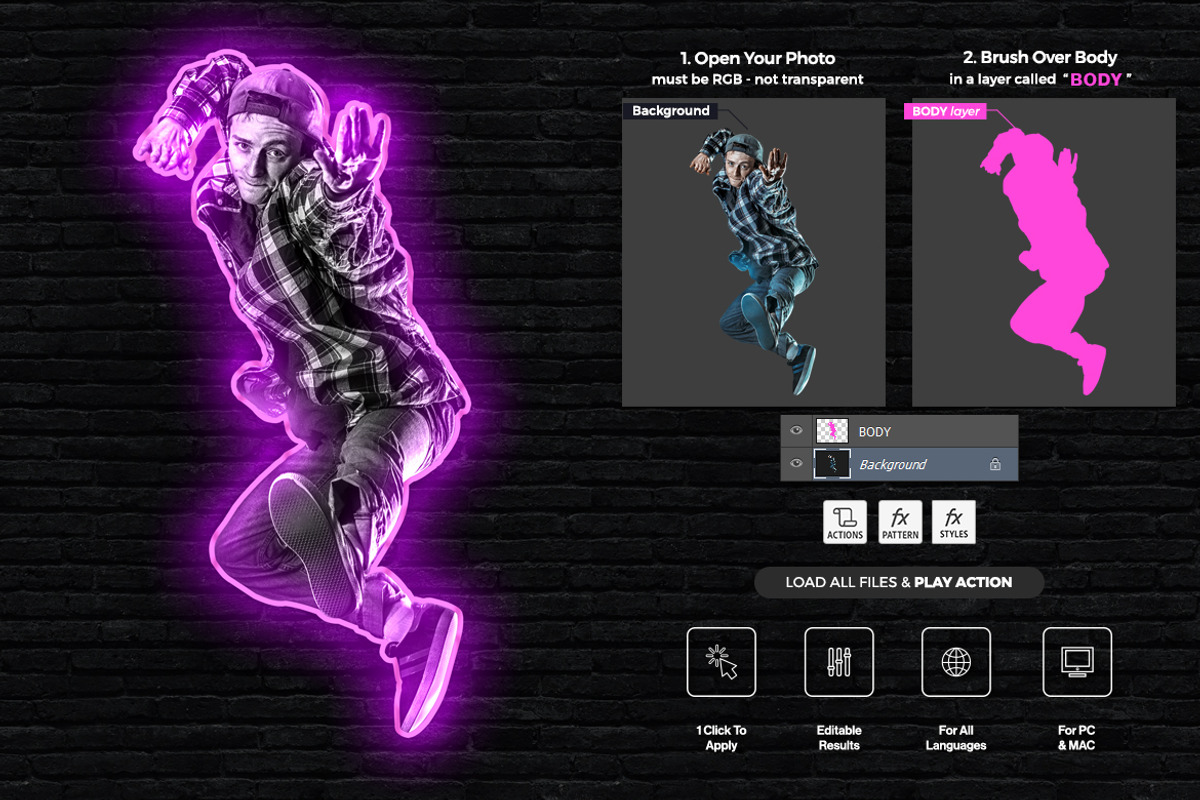 Neon Glow 2 Photoshop Action, an Action Add-On by iHemalaya (Photo 2 of 5)