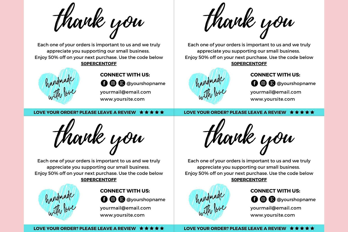 Thank you order card blue Canva 10, a Card Template by bonadigitals (Photo 3 of 3)