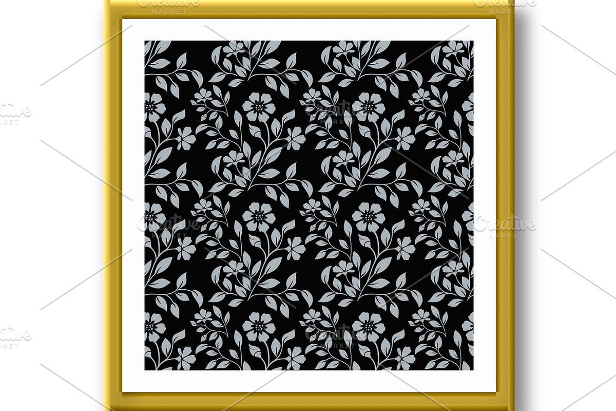 Flower pattern. Seamless black and, a Pattern Graphic by RODINA (Photo 2 of 3)