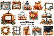 Watercolor Autumn Decorations Clipar, an Illustration by Pixels.Craft (Thumbnail 1 of 7)