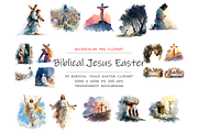 Watercolor Jesus Easter Clipart, a Decorative Illustration by stickermadness (Thumbnail 1 of 4)