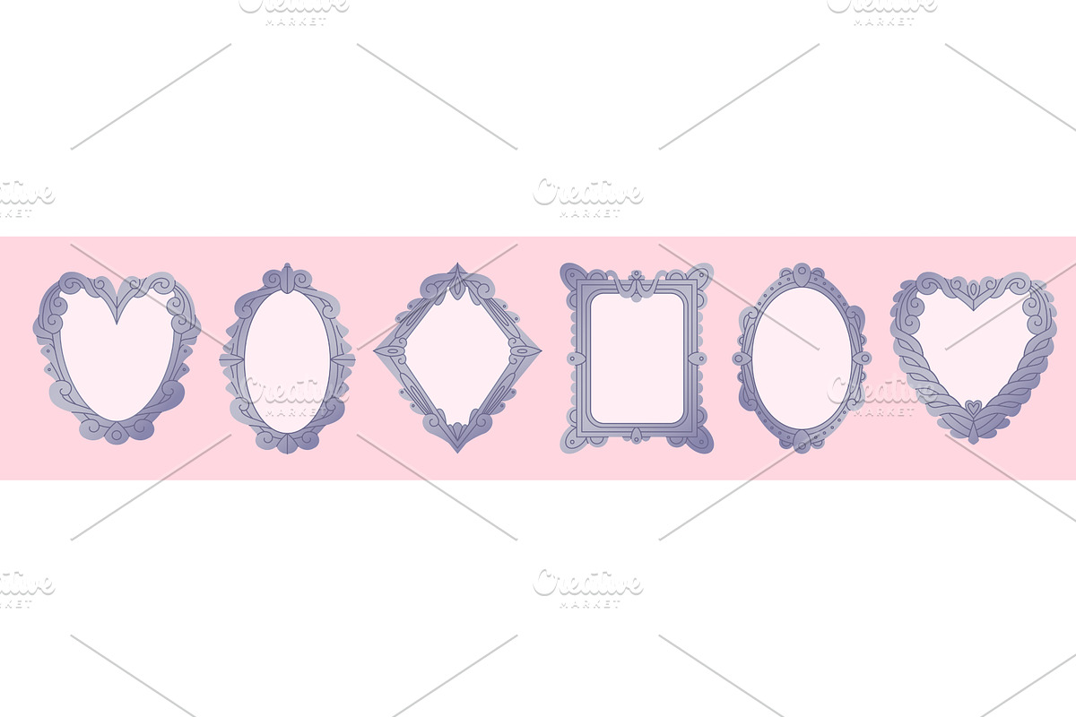 Antique mirror frames set, an Illustration by art PVP - market