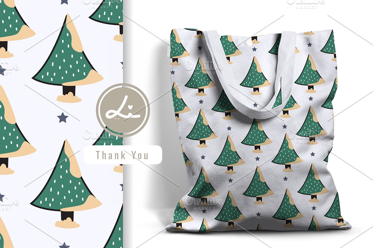 Christmas Snowman and Trees Pattern, a Pattern Graphic by lindoet23 (Photo 3 of 3)
