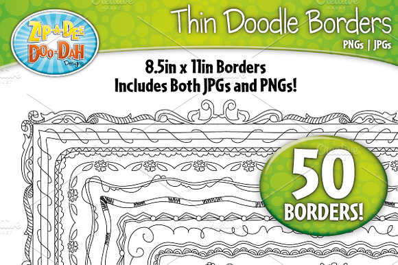 Thin Doodle Frame Borders Set 3 preview 2