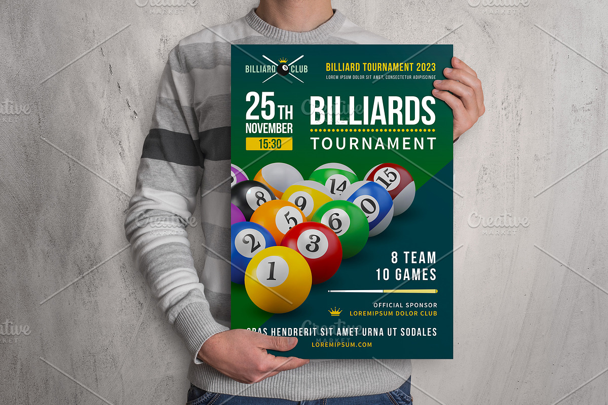 Billiards Tournament Poster, a Poster Template by Vector beauty (Photo 2 of 3)