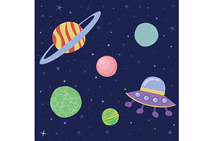 Space And Ufo Illustration