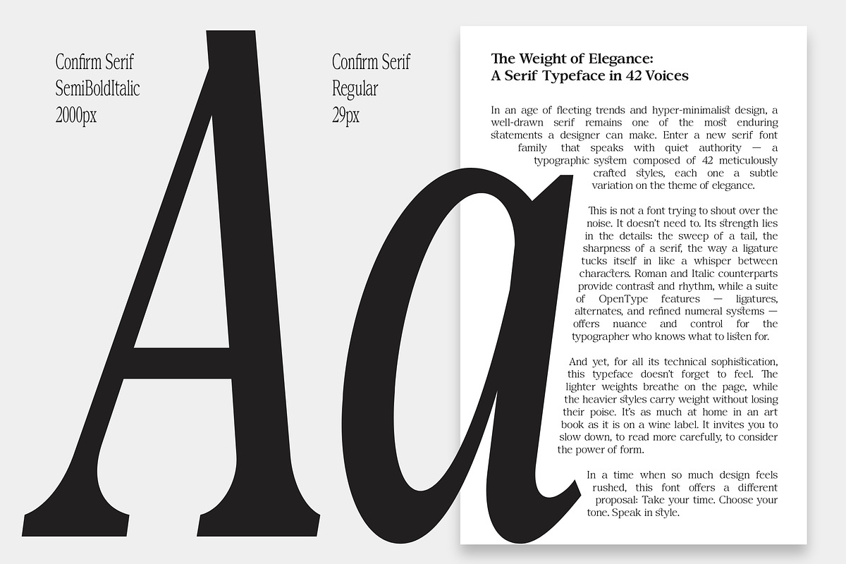Confirm Serif (42 fonts), a Font by Dora Typefoundry (Photo 5 of 12)