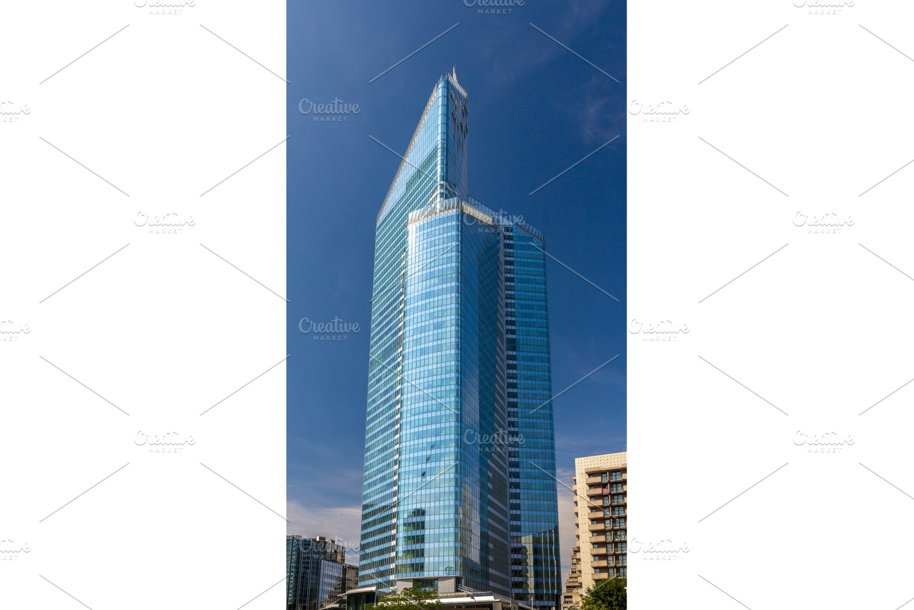 A skyscraper in Paris business district La Defense, an Architecture Photo by Leonid Andronov