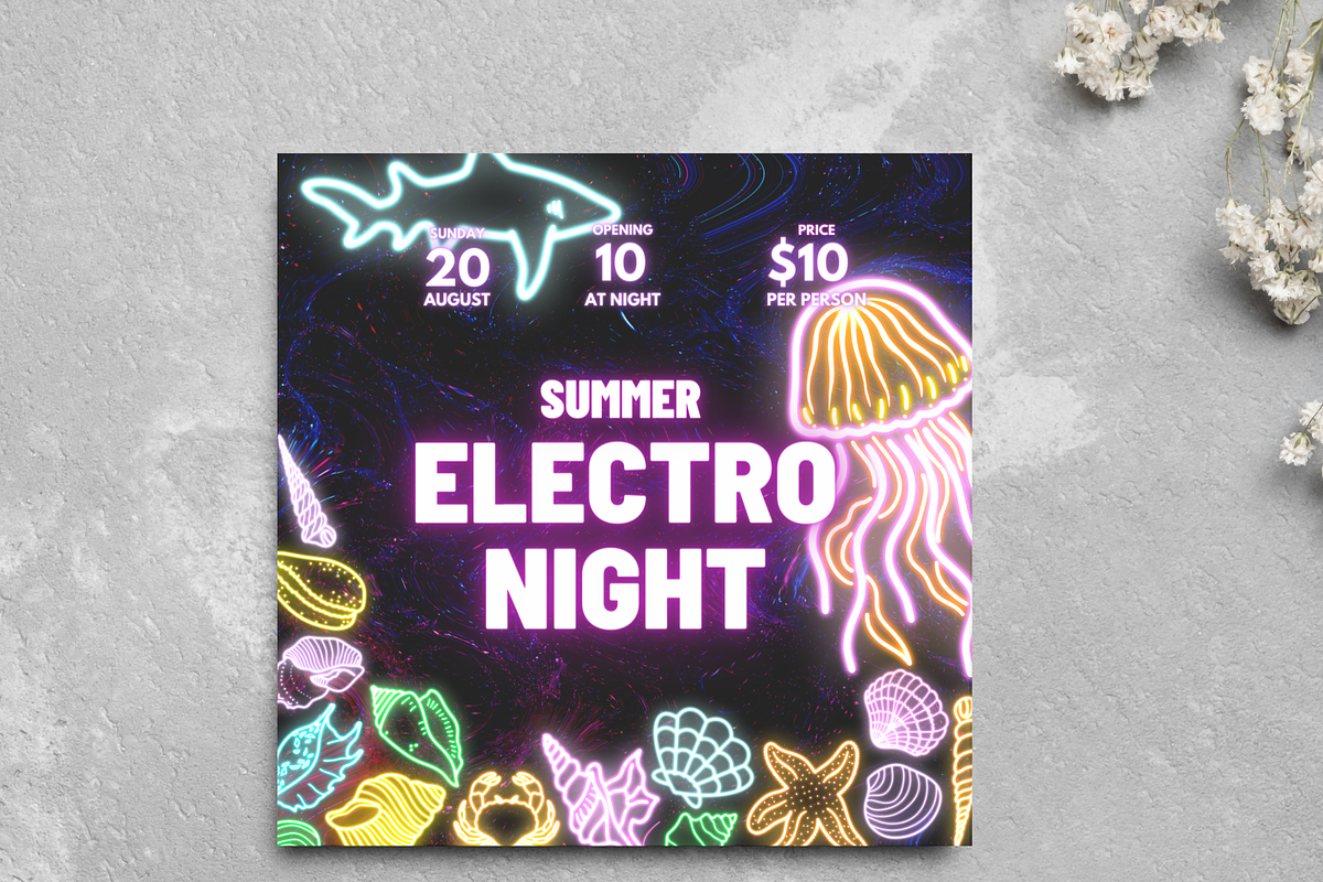 Neon Ocean Doodle Clipart PNG, a Decorative Illustration by Lenninator Digital (Photo 7 of 7)