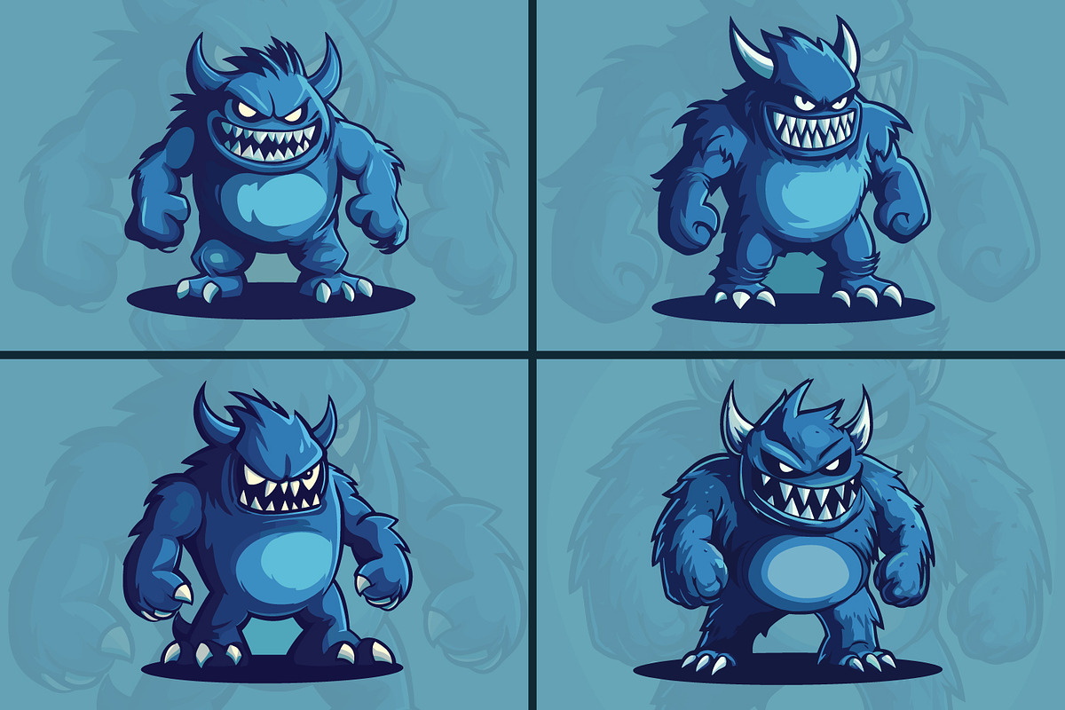 4 Epic Monster Logos, a Branding & Logo Template by Xoovion