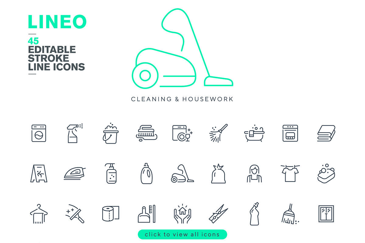 LINEO - 45 CLEANING ICONS, an Outline Icon by sharpnose (Photo 2 of 6)