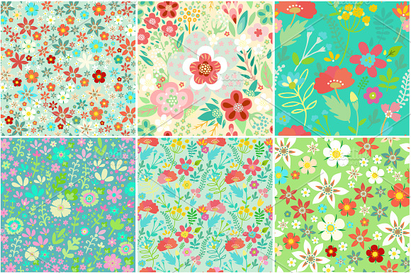 Floral Set Seamless Patterns